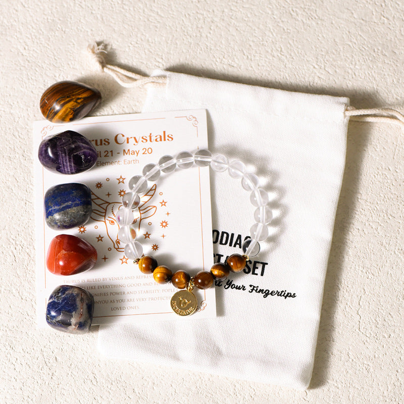 Twelve zodiac signs irregular polished gravel 12 zodiac signs set