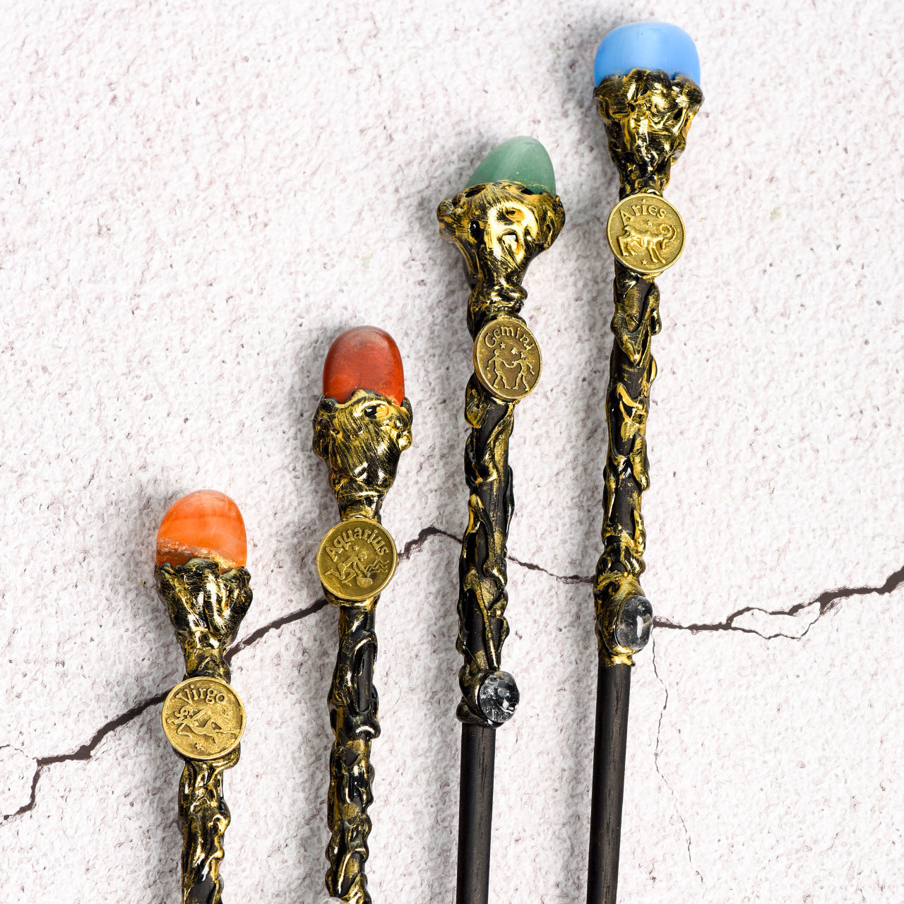 Natural crystal twelve constellations magic wand metal core wand