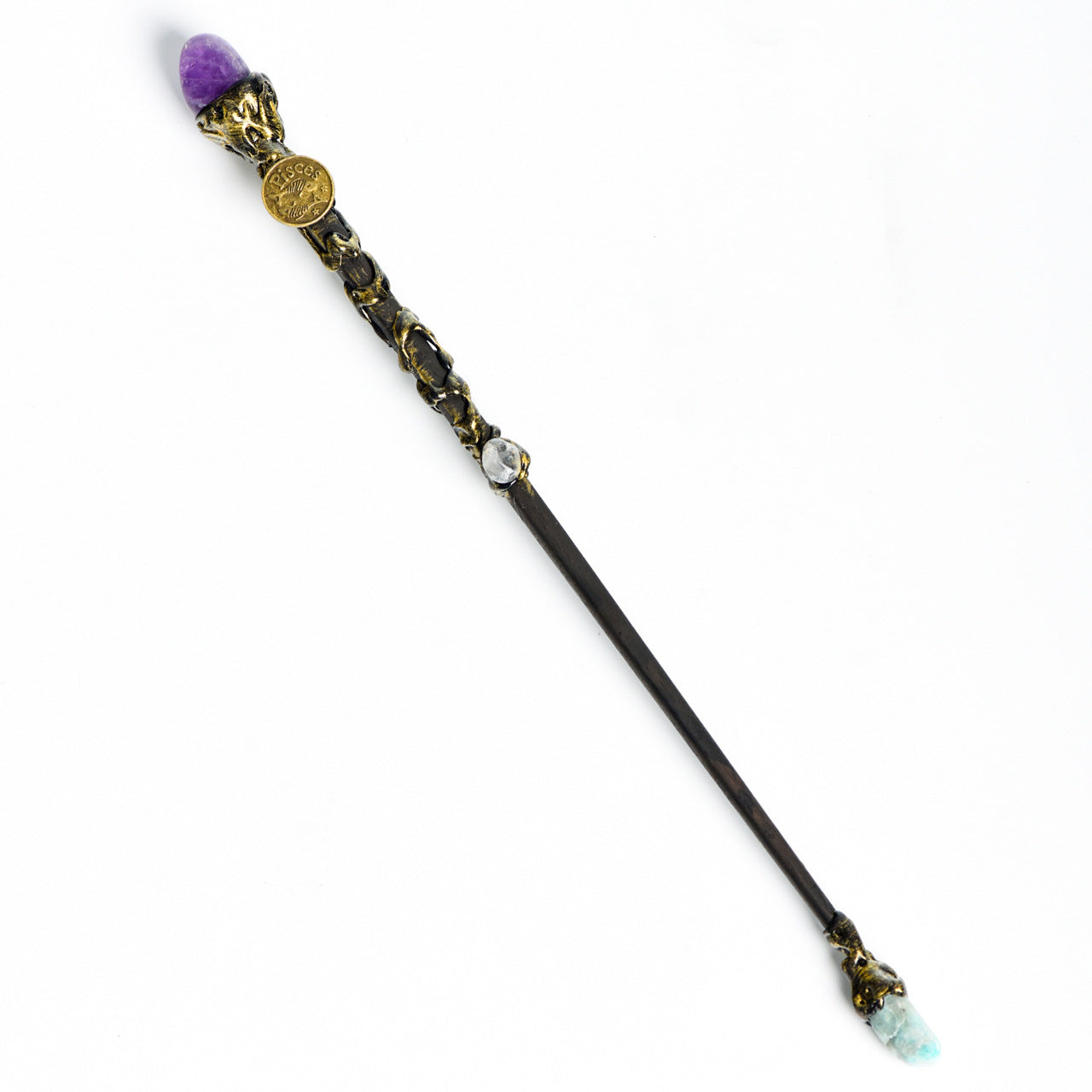 Natural crystal twelve constellations magic wand metal core wand